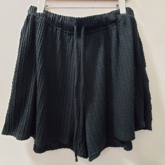 Rib Knit Shorts, Black - Picture 1 of 8